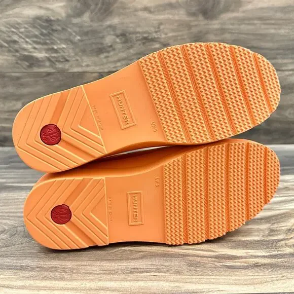 NIB Hunter Original Waterproof Platform Play Clogs 7 38 Orange - Picture 8 of 12